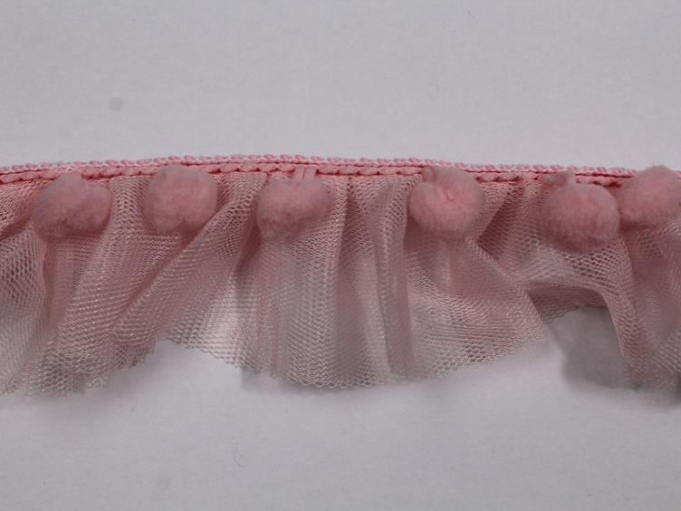 Pompon mit Tule rosa