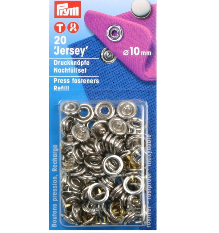 Prym Druckknopf Jersey Kappe nachfüllen silber 10 mm