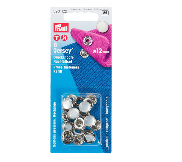 Prym Druckknopf Jersey Kappe nachfüllen weiss 12 mm