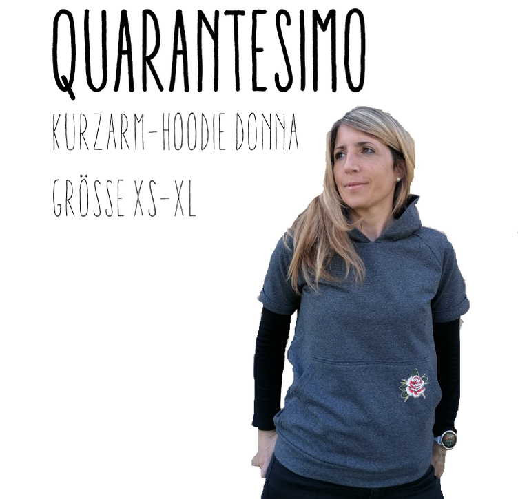 Quarantesima kurzarm Hoodie Donna Ebook by Stoffherz Grösse XS-XL