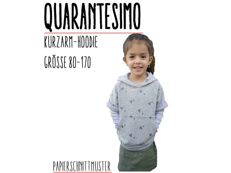 Quarantesimo kurzarm Hoodie by Stoffherz Grösse 80-170 Papierschnittmuster