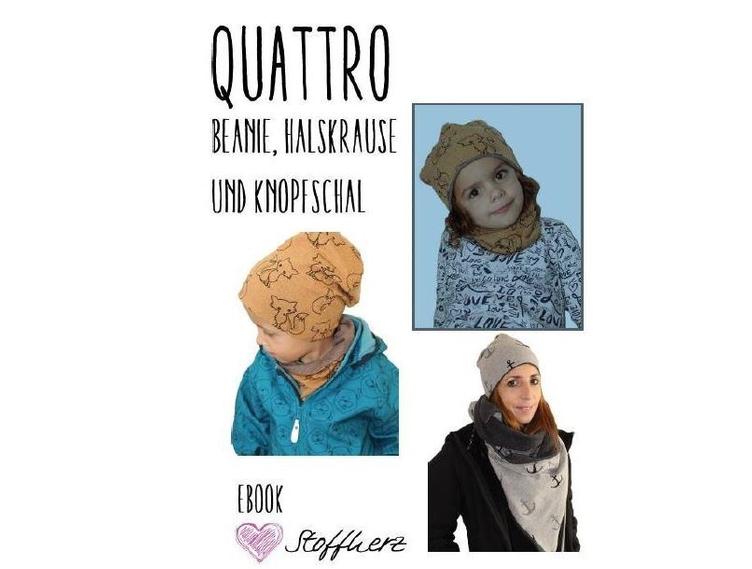 Quattro Ebook Beanie, Krause und Knopfschal by Stoffherz