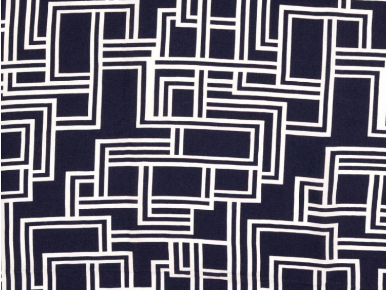 Rechtecke marine/weiss Viscose