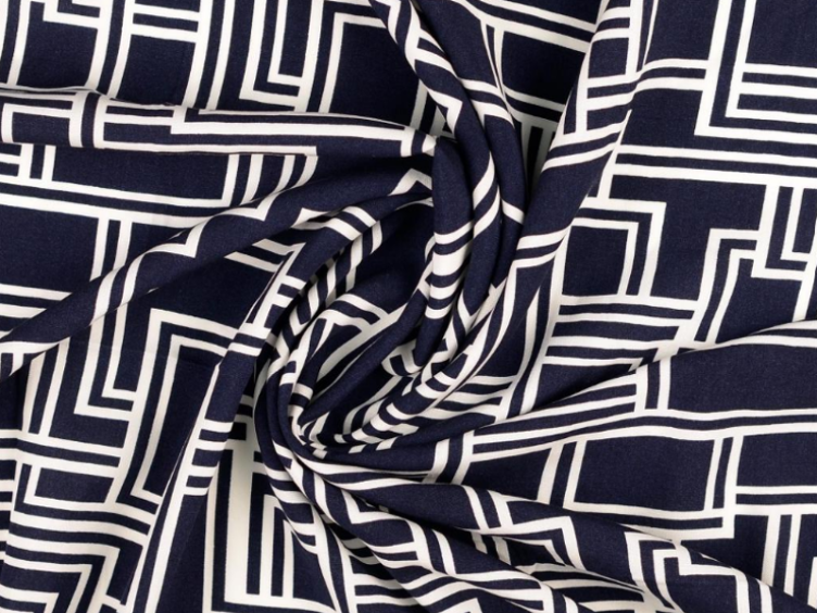 Rechtecke marine/weiss Viscose - 0
