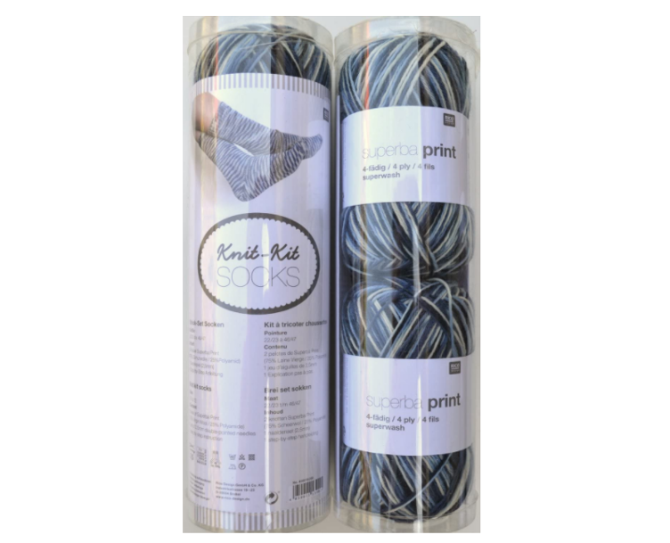 Rico Strickset Socken, Denim