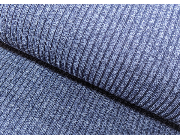 Rippenstrick blau melange uni