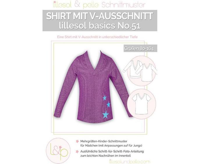 Schnittmuster lillesol basics No.51 Shirt mit V-Ausschnitt Grösse 80-164