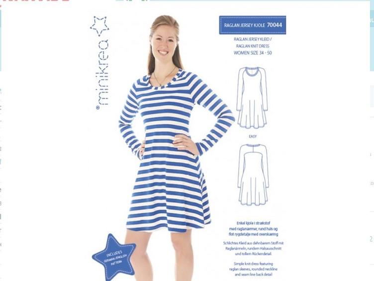 Schnittmuster/Pattern Raglan Jersey Kleid minikrea