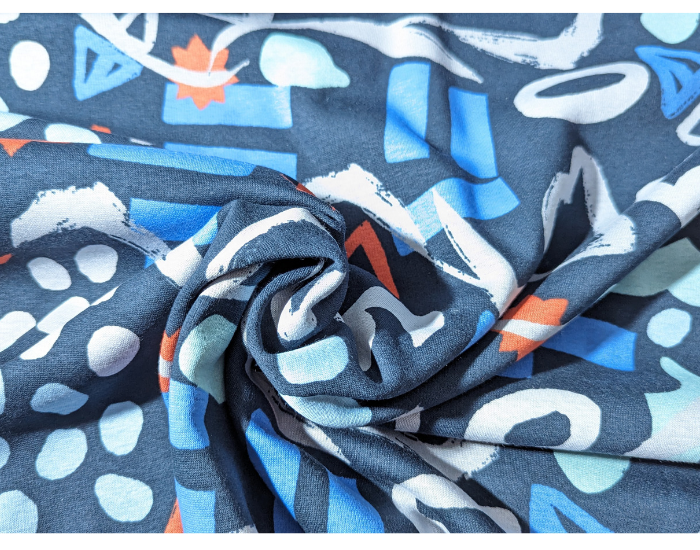 Schriftmuster blau Alpenfleece - 0