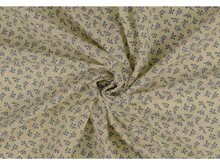 Seesucker Blumen blau - 0