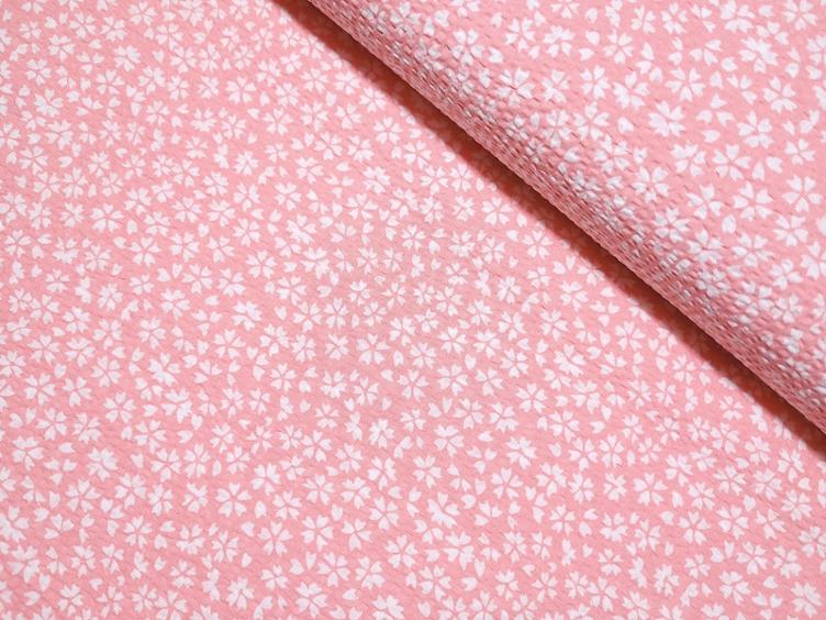 Seesucker Blumen rosa 90 cm x 130 cm