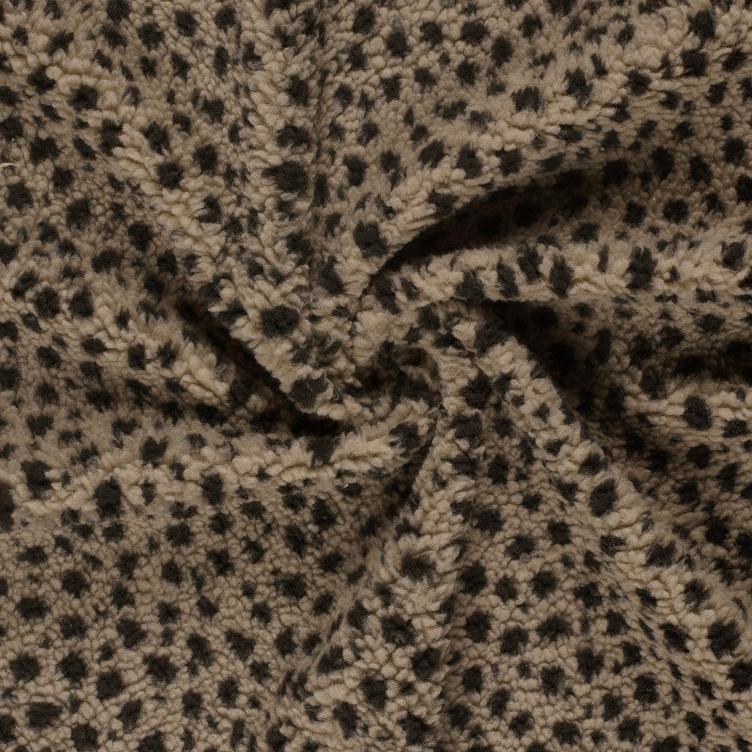 Sherpa Fleece Taupe-Grau mit Panther-Motiv