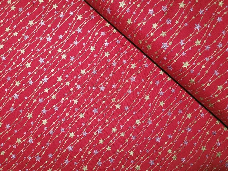 Sterne silber/gold rote Baumwolle Weihnachtsstoffe