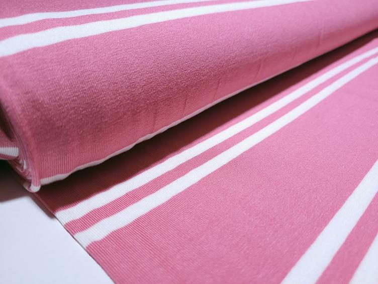 Streifen Jersey rosa/weiss - 1
