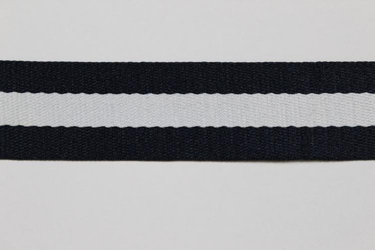 Taschengurtband marine weiss 30 mm