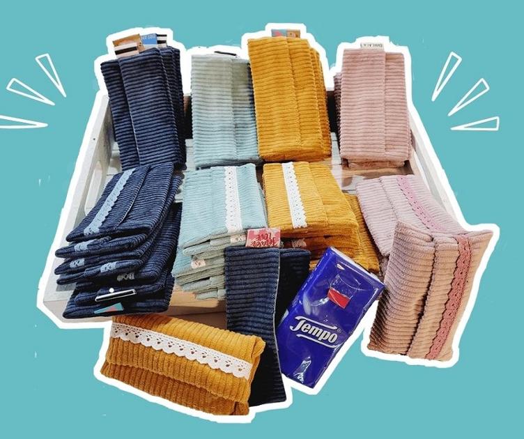 Taschentüchertasche senf mit Spitzenband