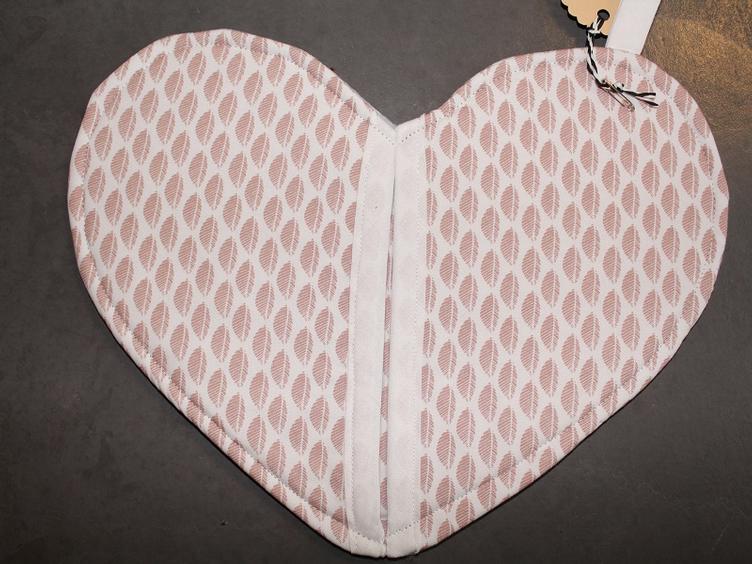 Topflappen Herzform Blätter rosa