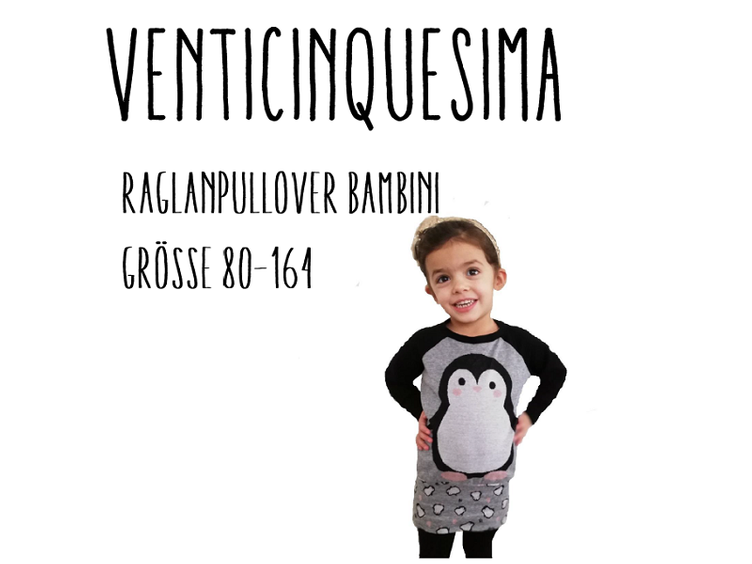 Venticinquesima Raglanpullover Bambini Papierschnittmuster Grösse 80-176 by Stoffherz