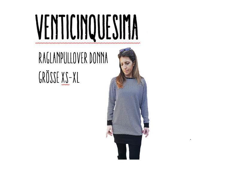 Venticinquesima Raglanpullover Donna Ebook Grösse XS-XL by Stoffherz