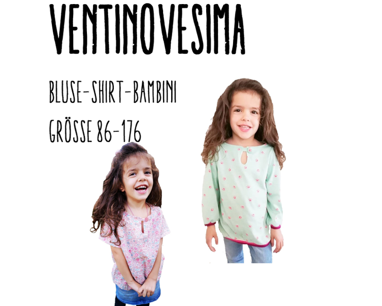 Ventinovesimo Blusen-Shirt-Bambini Papierschnittmuster by Stoffherz Grösse 80-176