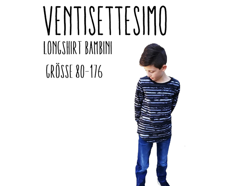 Ventisettesimo Longshirt Bambini Papierschnittmuster by Stoffherz Grössen 80-176