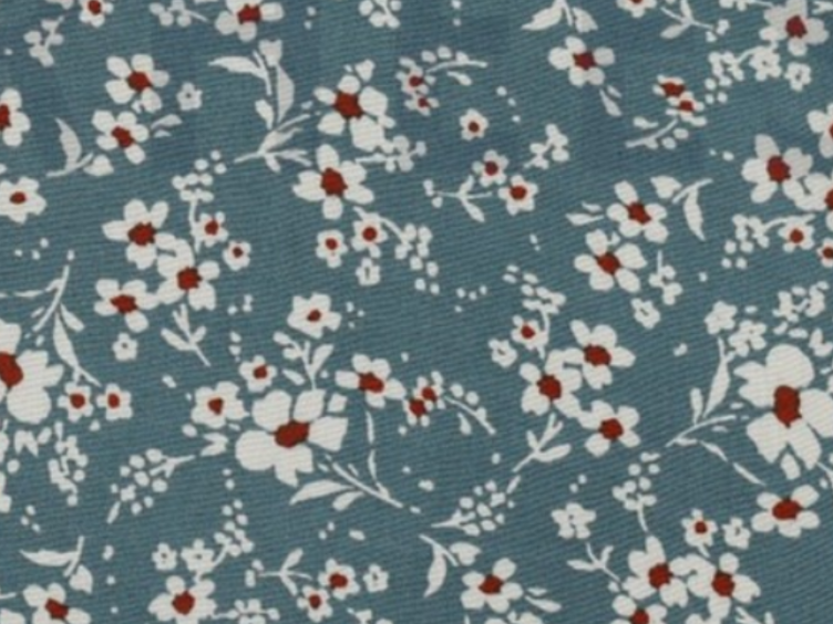 Viscose Blümchen Jeansblau