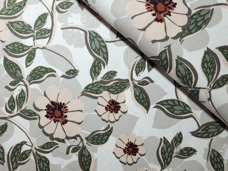 Viscose-Leine Bog Flowers beige