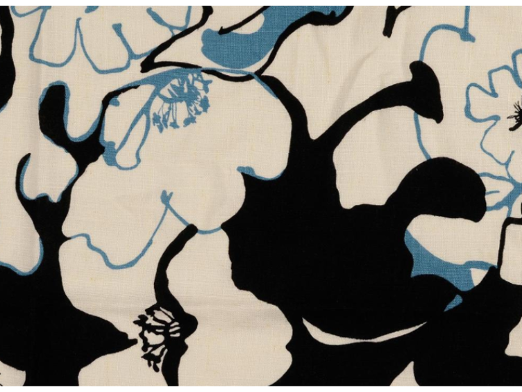 Viscose-Leine Muster Blume schwarz blau