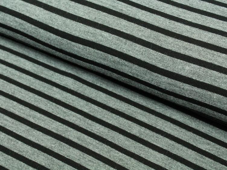 Viscosejersey gestreift grau/schwarz