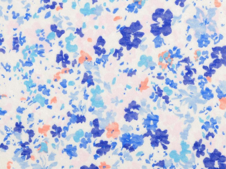 Viscosestrick Blumen blau