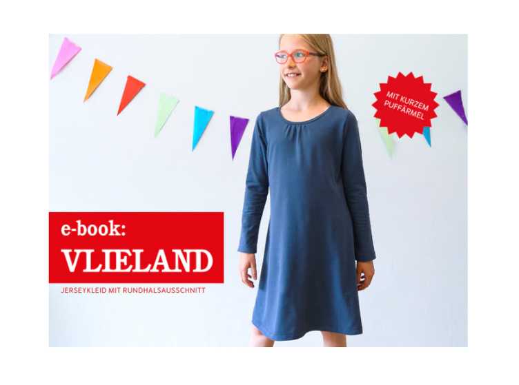 VLIELAND • Jerseykleid mit Rundhalsausschnitt, Papierschnittmuster Schnittreif