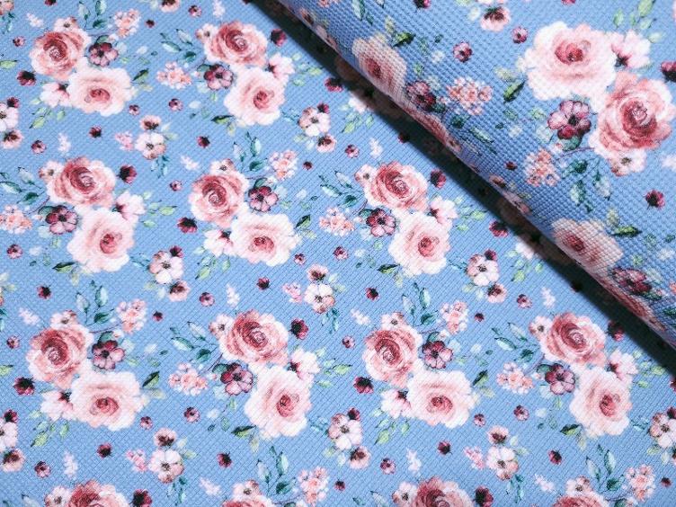 Waffeljersey Flowers denim