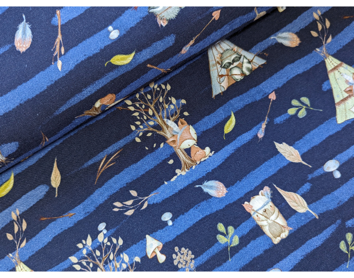 Waldtiere marine Jersey 30 cm x 151 cm