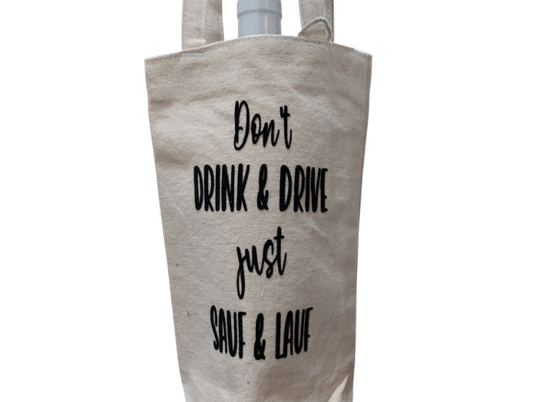 Weinflaschentasche beige Dont drink & drive just Lauf & Sauf - 0