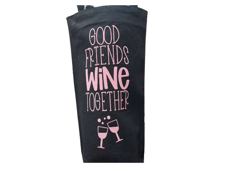 Weinflaschentasche schwarz Good Friends Wine Together - 0