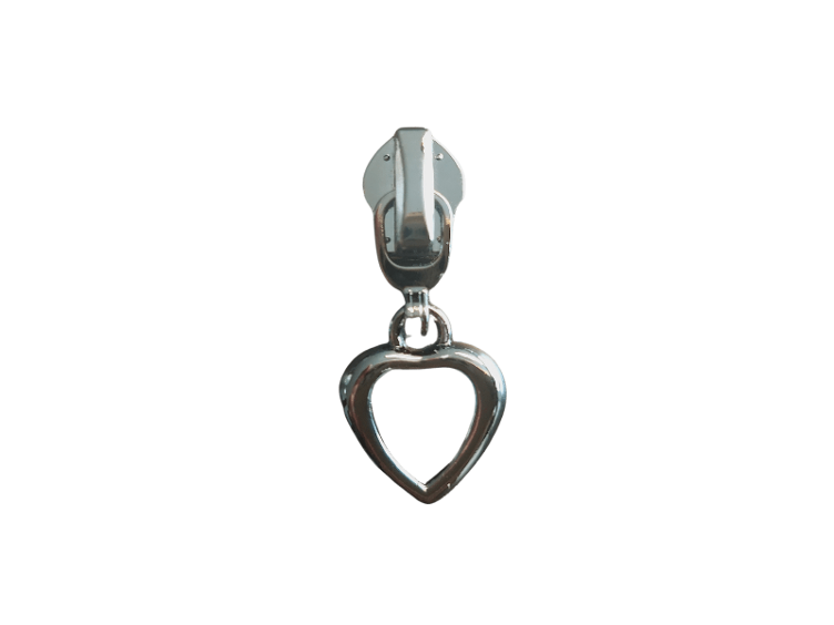 Zipper zu Endlosreissverschluss schwarz graphit Herz